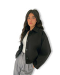CROPPED WOOL JACKET - BLACK