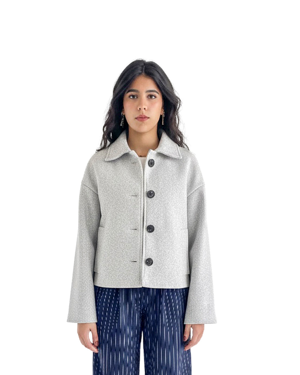 CROPPED WOOL JACKET - GREY