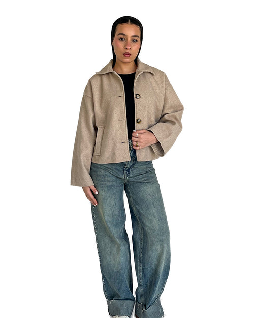 CROPPED WOOL JACKET - BEIGE